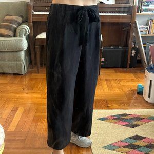 Zara black wide leg palazzo pants with waist tie bow, Size S